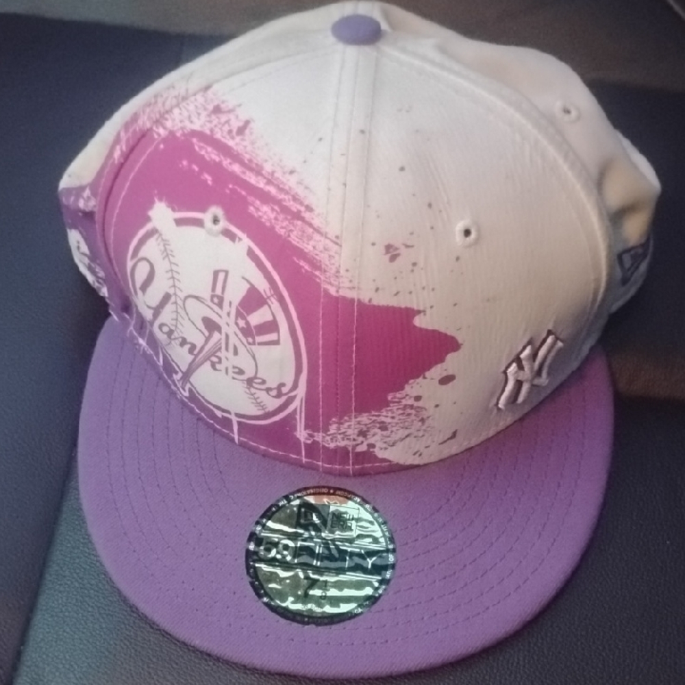 Purple and White Yankees Lid
